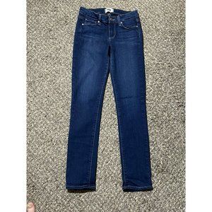 Paige Womens 25 X 27 Skyline Ankle Peg Jeans Dark Wash Blue Denim Stretch